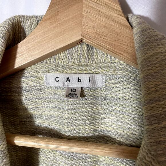 cAbi yellow gray heathered padded shoulders women's size 10 knit blazer formal - Picture 3 of 7